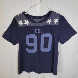 Womens #90 football tee shirt short-sleeved  size small blue gray
